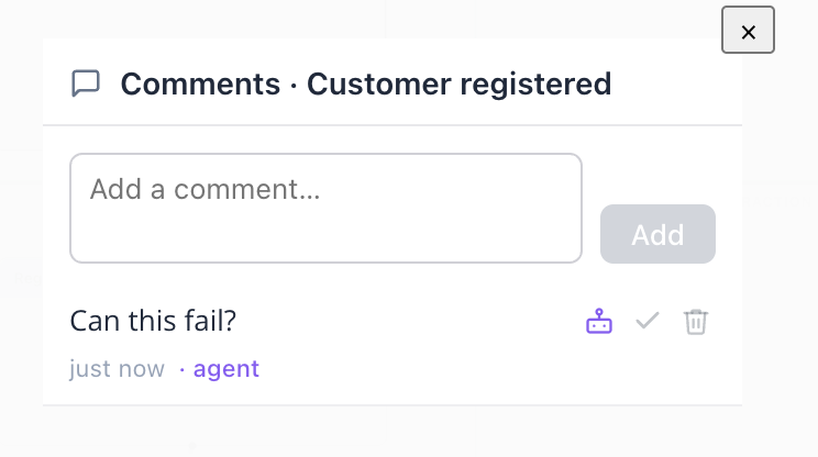AI agent reviewing an Event Model and adding comments