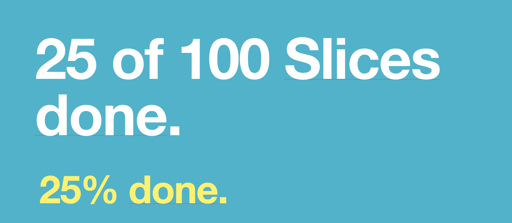 25 of 100 slices done - 25 percent complete